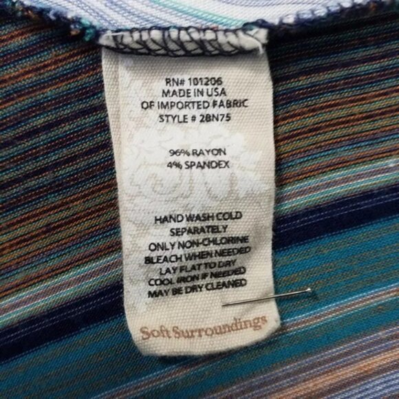 Soft Surroundings Serenity Stripe Cold Shoulder Asymmetric Midi Dress Women S - Picture 8 of 15